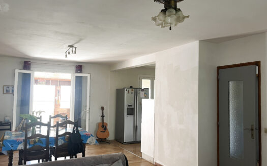 Maison deux faces avec grand garage et extérieur